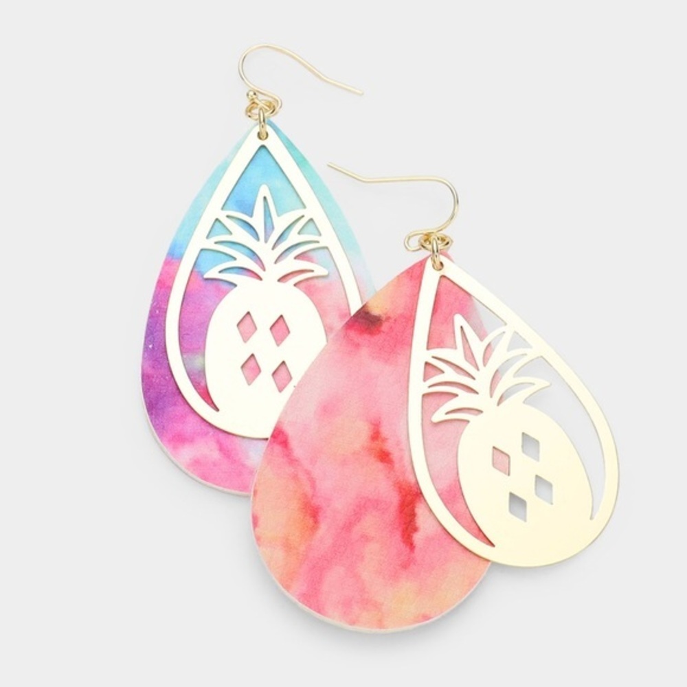Pineapple leather drop earrings
